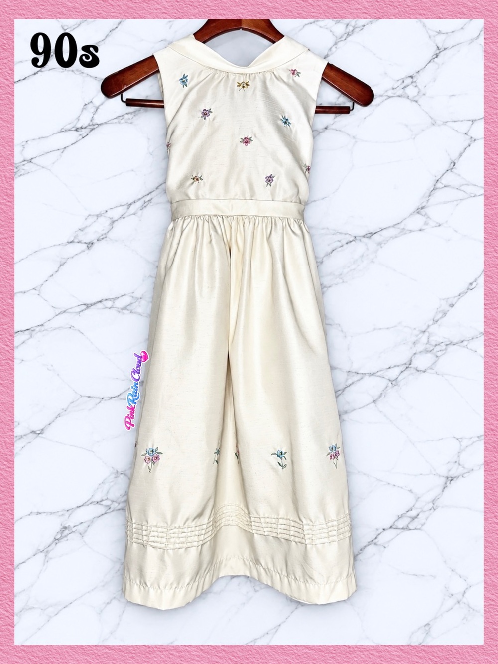 Perfectly Dressed 90s Girls 12 Ivory White Floral Embroidered Sleeveless Dress